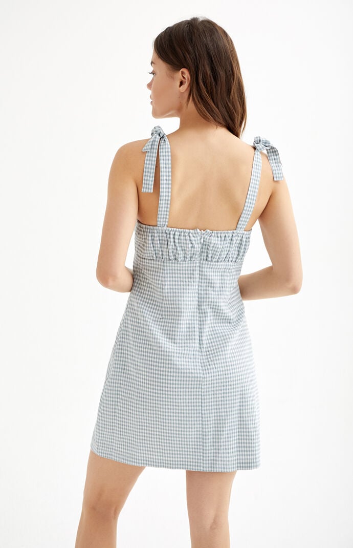 LA Hearts Shirred Bodice Gingham Mini