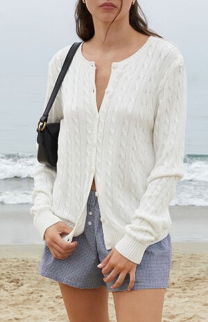 White Amalie Cable Knit Cardigan