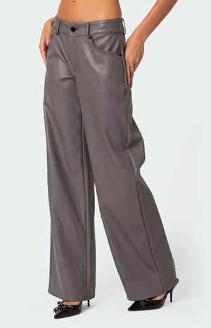 Faux Leather Straight Leg Pants image number 4
