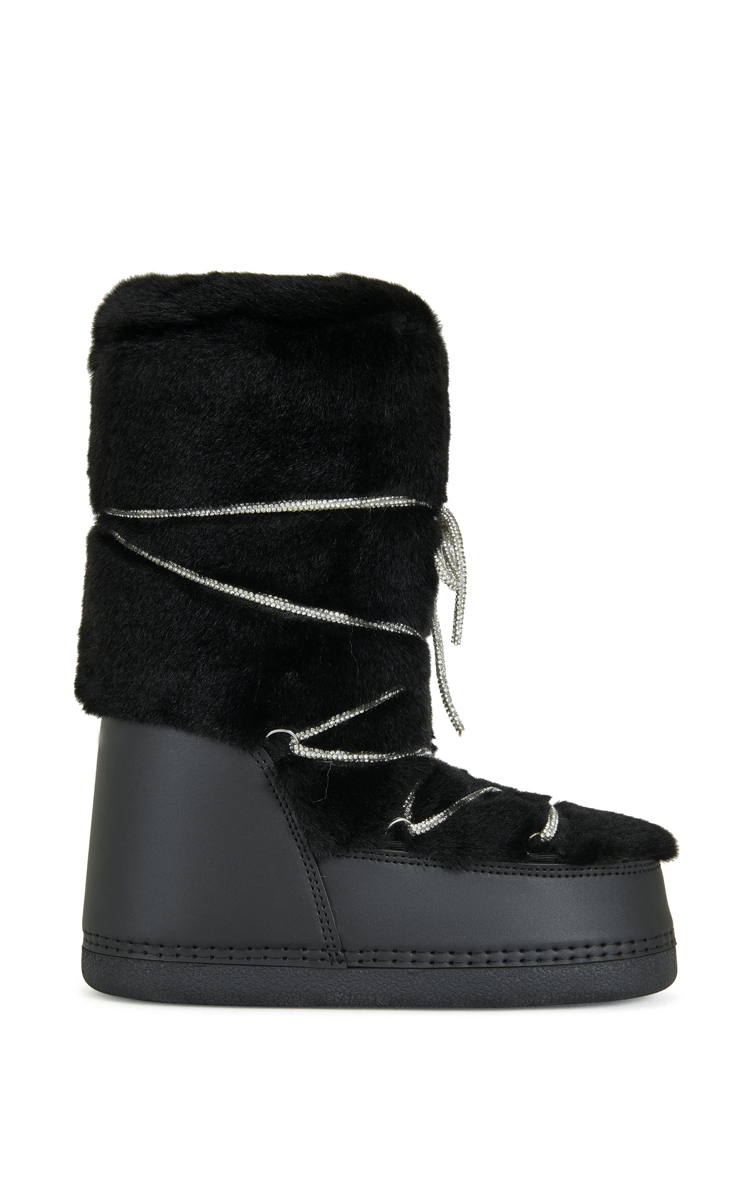 AZALEA WANG Women's Karmela Black Flatform Snow Booties