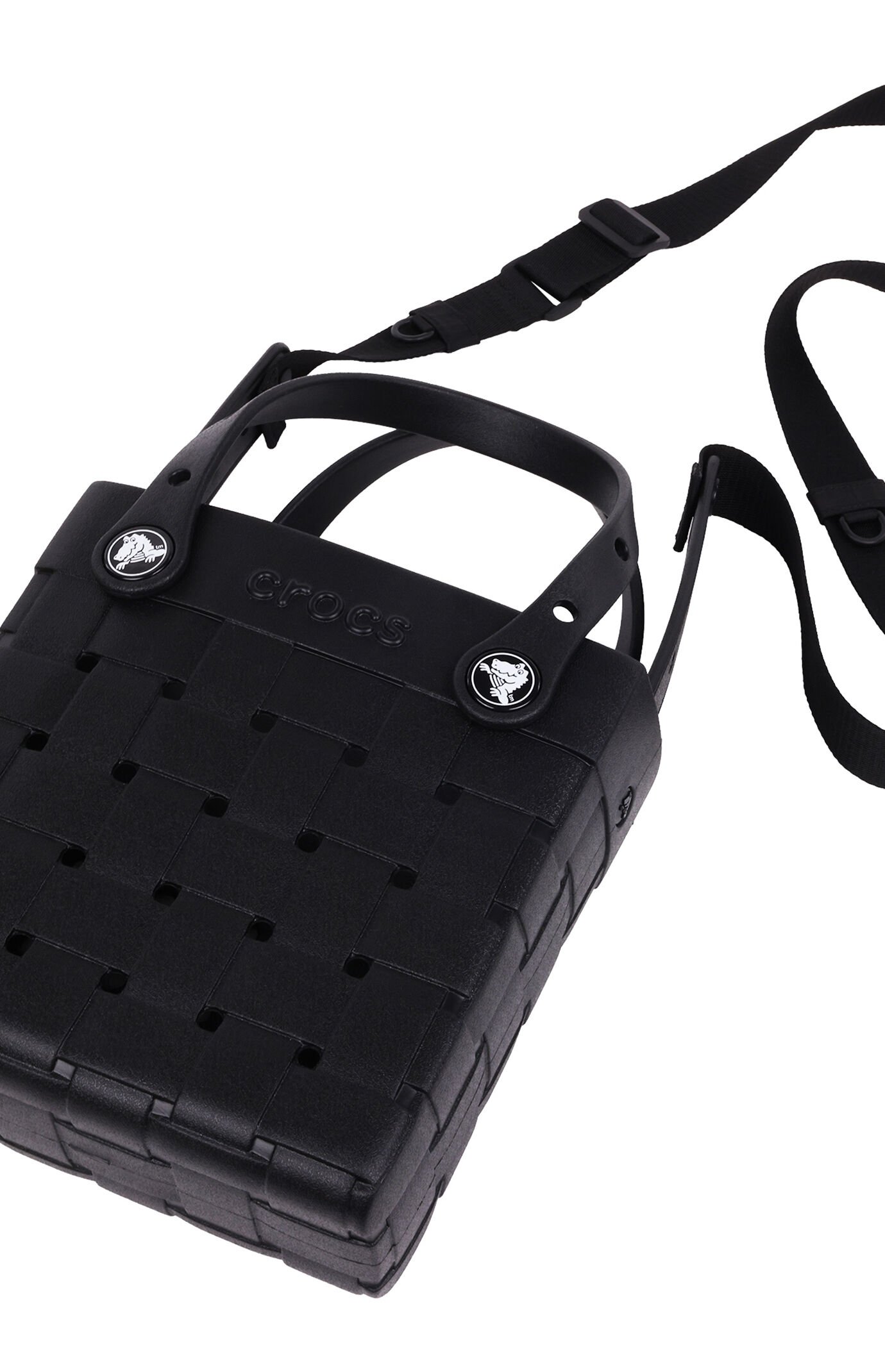 Crocs Black Small Woven Crocssbody Tote Bag