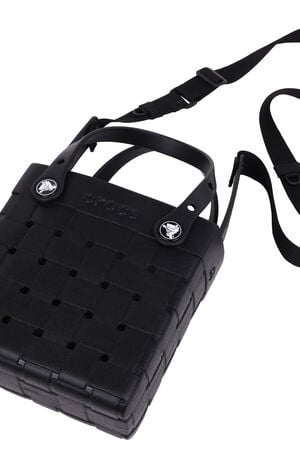 Black Small Woven Crocssbody Tote Bag image number 6