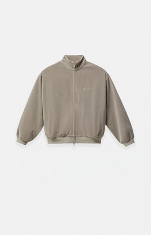 Kids Smoke Grey Classic Fit Velour Track Jacket image number 1