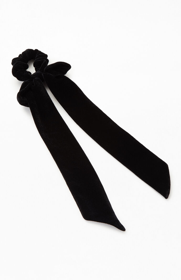Black Velvet Long Tie Scrunchie