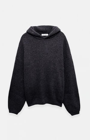 Vintage Black Heavy Waffle Knit '90s Hoodie image number 1