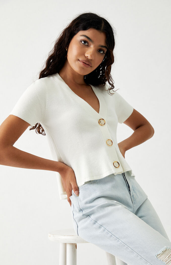 Flared Cropped Knit Sweater