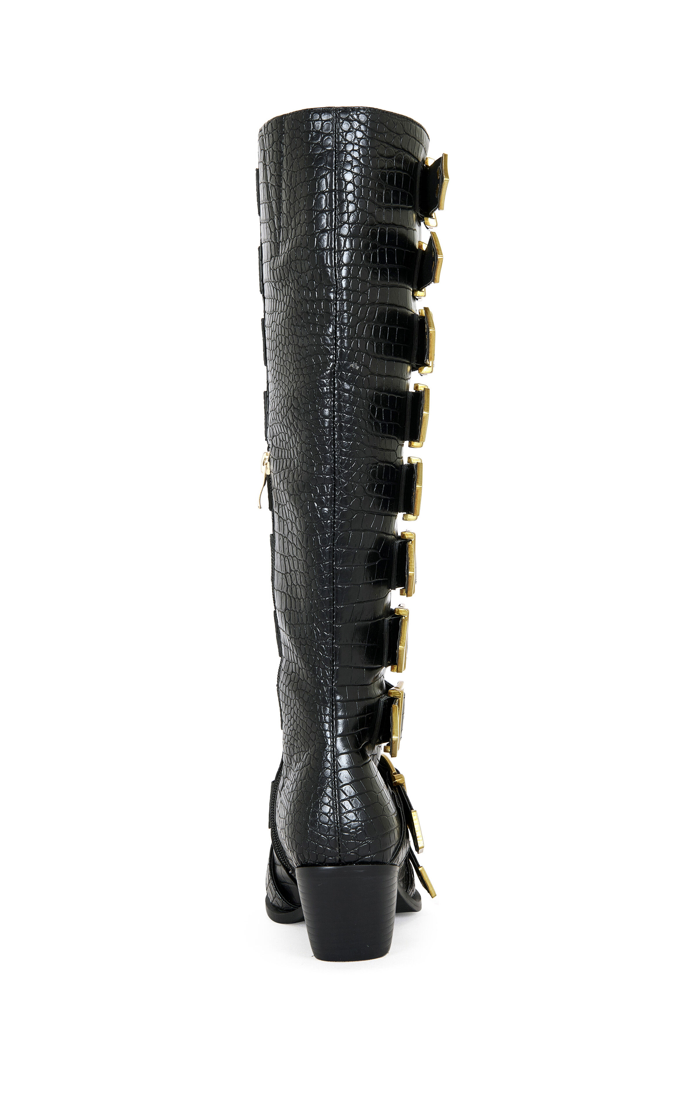 AZALEA WANG Women's Graziana Black Buckled Western Boots