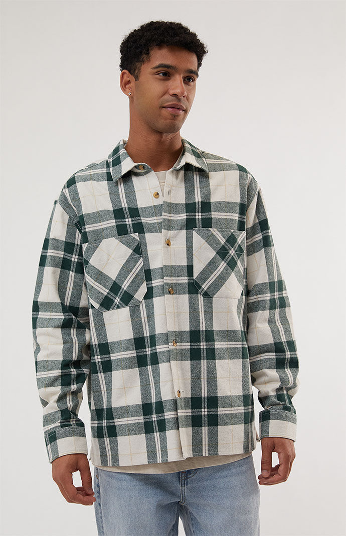 PACSUN Destroyed Plaid Flannel Shirt