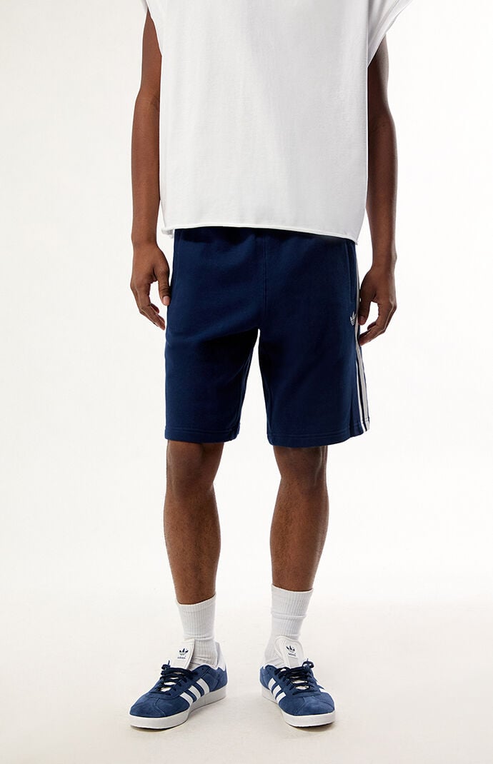 adidas Navy 3-Stripes Oversized Sweat Shorts