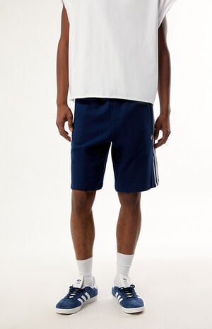 Navy 3-Stripes Oversized Sweat Shorts image number 2