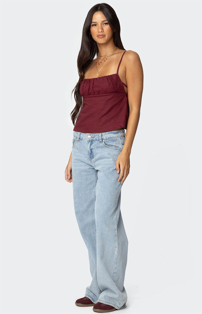 Edikted Linen Look Open Back Top | PacSun