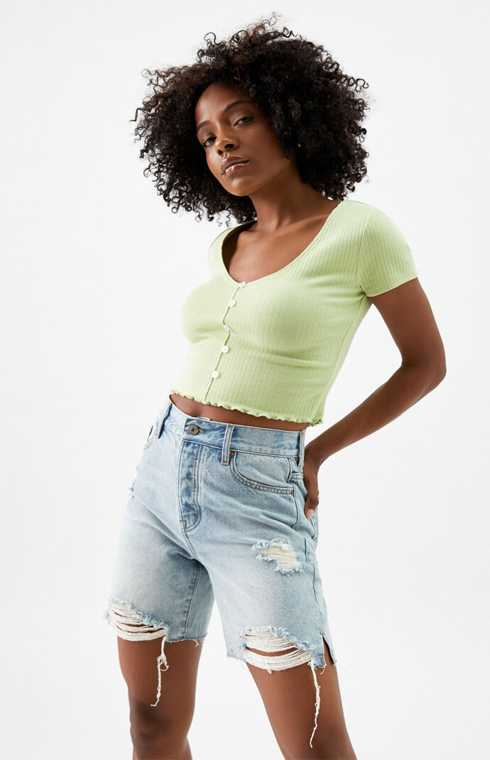 Light Blue High Waisted Denim Boy Shorts