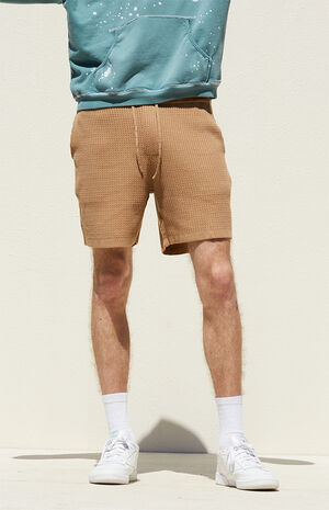 Brown Woven Knit Shorts image number 3