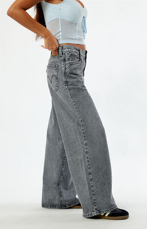 Black Acid Wash '94 Baggy Wide Leg Jeans image number 3