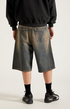 Austin Extreme Baggy Denim Shorts Dark Blue Tint image number 5