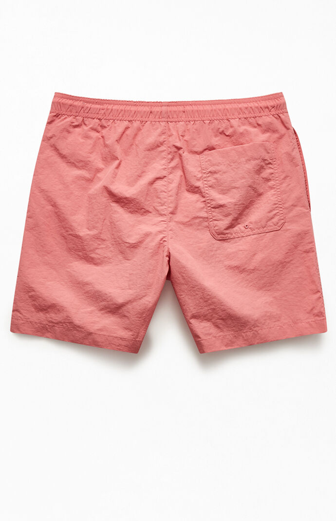 Embroidered Logo Solid 17" Swim Trunks