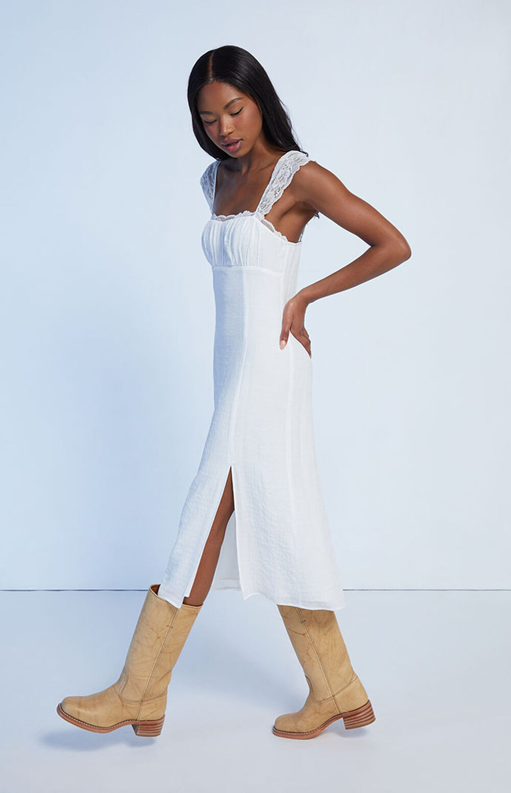 Dress Forum Lace Hem Midi Dress