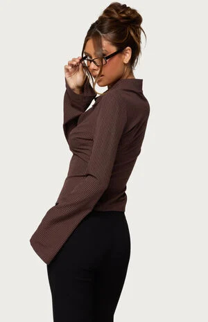 Pinstripe Tailored Button Up Shirt image number 3