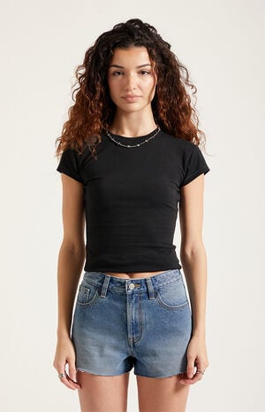 Ivy High Waisted Denim Festival Shorts Raw Cut Light Blue image number 2