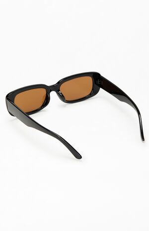 Black & Brown Plastic Square Sunglasses image number 2