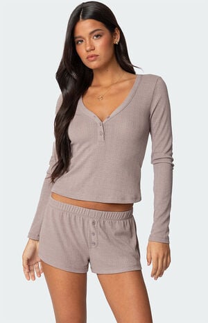 Keely Pointelle Henley Top image number 1