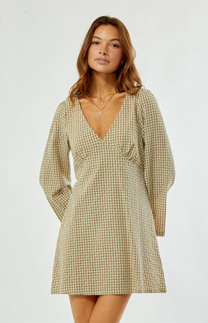 Luca Long Sleeve Checker Mini Dress image number 1