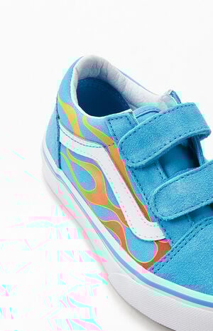Kids Turquoise Hot Flame V Old Skool Shoes image number 6