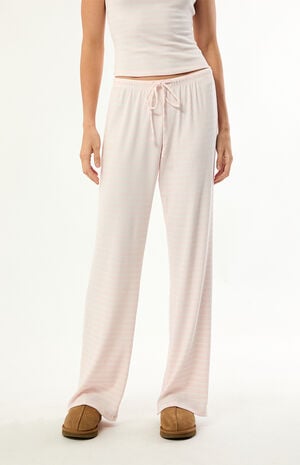 Pink & White Lounge Striped Baggy Pants image number 2