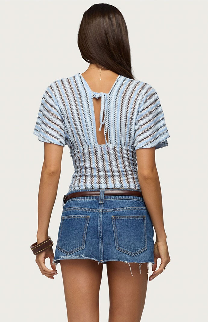 Edikted Alwyn Flutter Crochet Zigzag Top