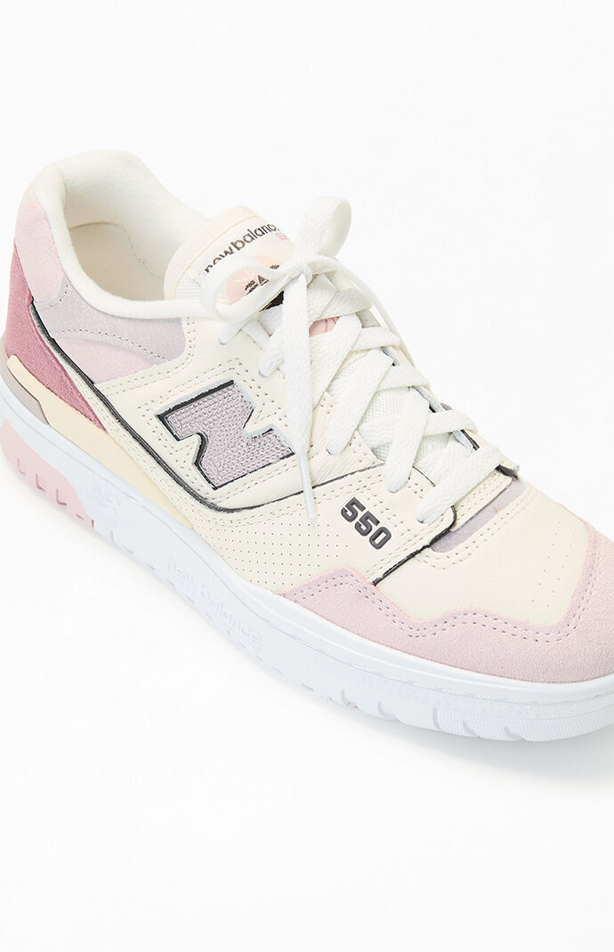 New Balance Pink & White 550 Sneakers