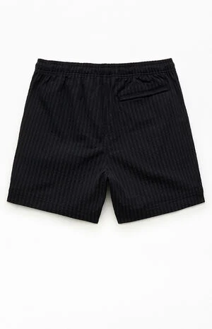 Black Hudson Striped 5.5" Swim Trunks image number 2