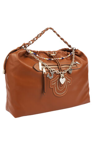 Cognac Vintage Chain Soft Hobo Bag image number 2