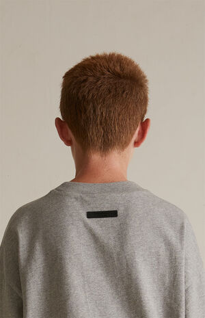 Kids Dark Heather Oatmeal Crew Neck T-Shirt image number 5