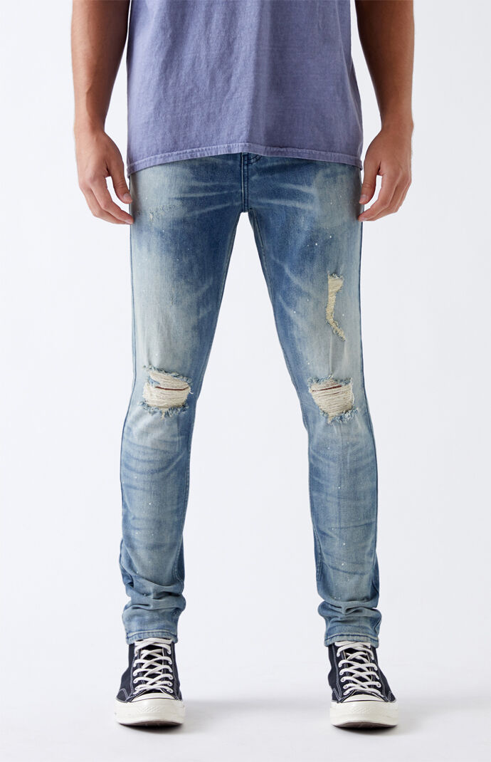 Medium Paint Splatter Stacked Skinny Jeans PacSun PacSun