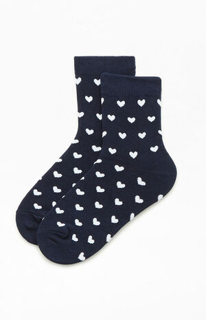 Navy Heart Quarter Socks image number 1