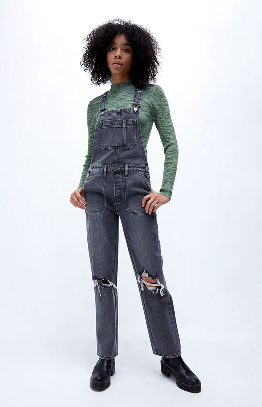 PacSun Black Baggy Overalls PacSun