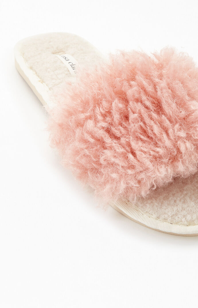 Pink Fuzzy Slide Slippers