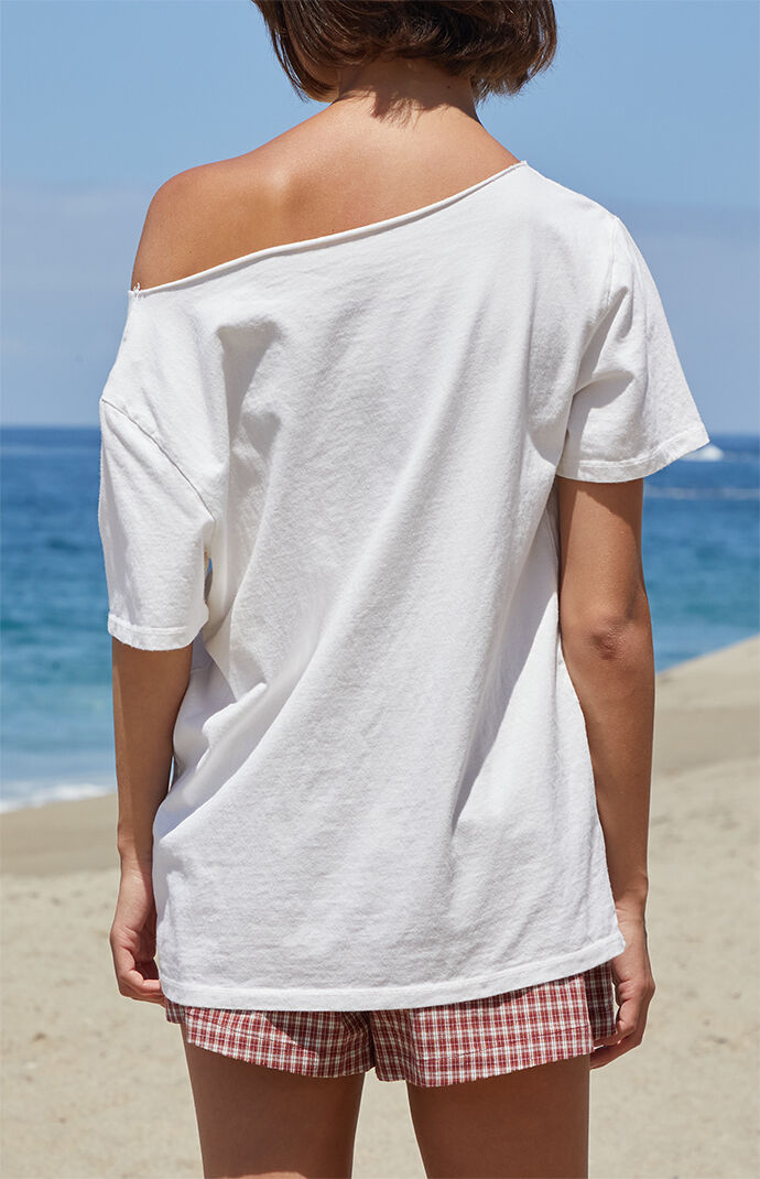 John Galt White 44 Off-The-Shoulder T-Shirt