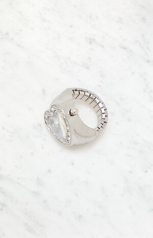 Silver Heart Watch Ring image number 3