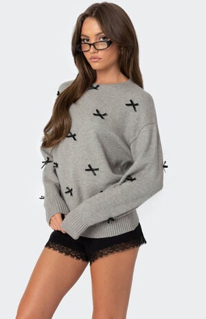 Satin Bow Oversized Sweater image number 4