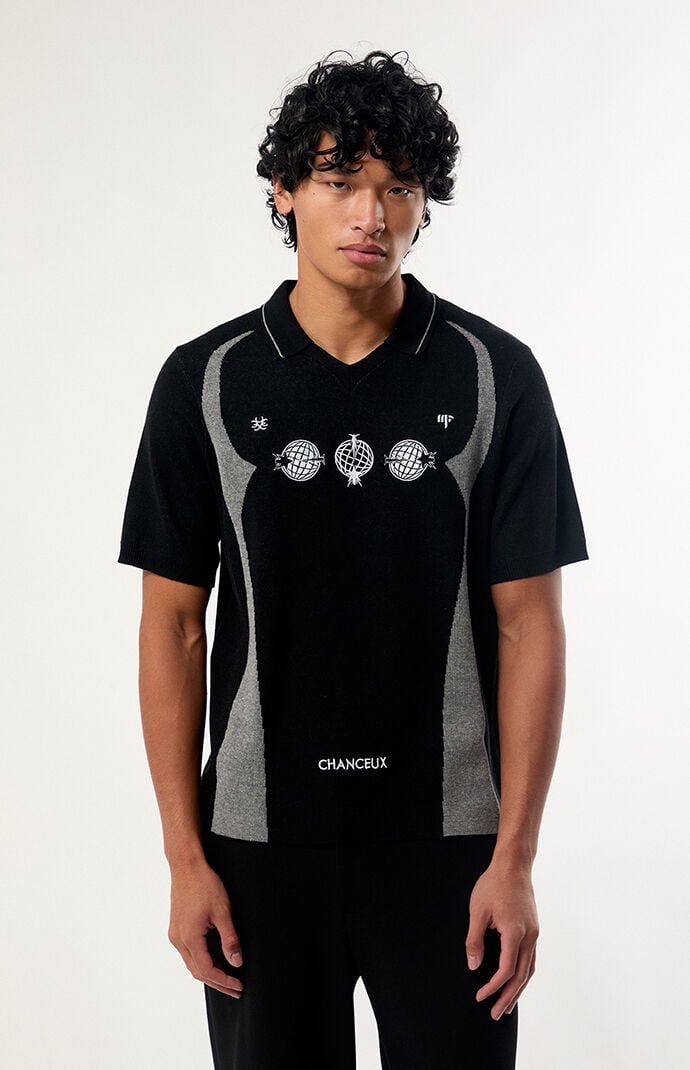 Pacsun Black Chanceux Knit Polo Shirt