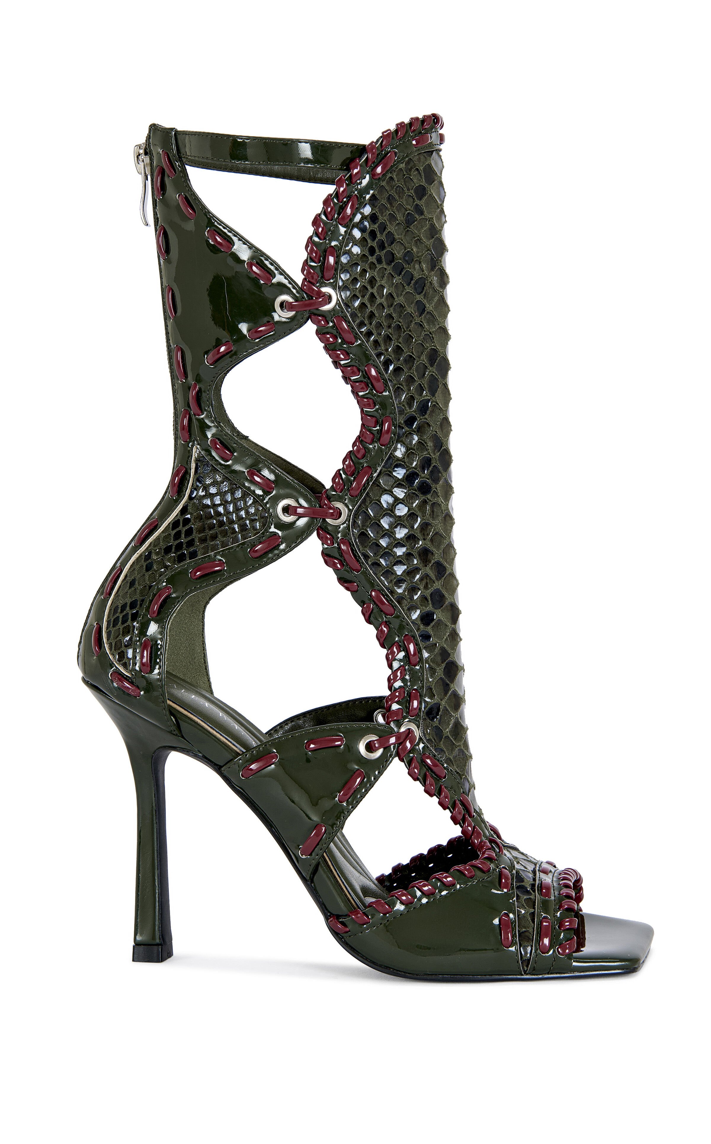 AZALEA WANG Women's Indrani Olive Gladiator Stiletto Sandal Booties