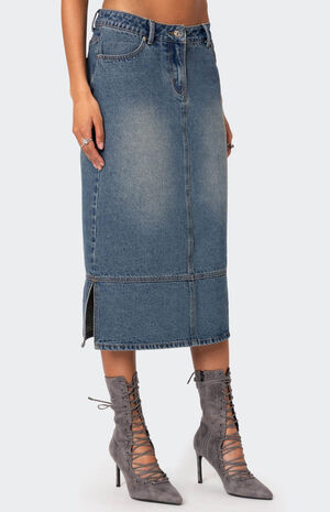 Lassy Washed Denim Midi Skirt image number 3