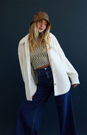 Homecoming Sherpa Button Down Shacket image number 2