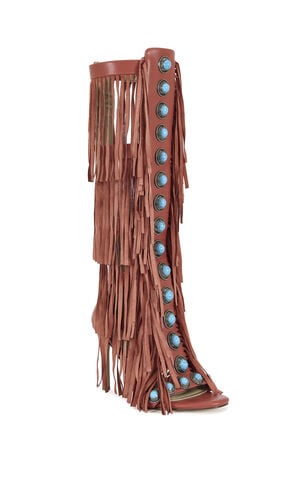 Women's Amadeo Red Fringe Gladiator Sandal Boots image number 2