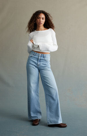 Medium Indigo High Waisted Baggy Jeans image number 2