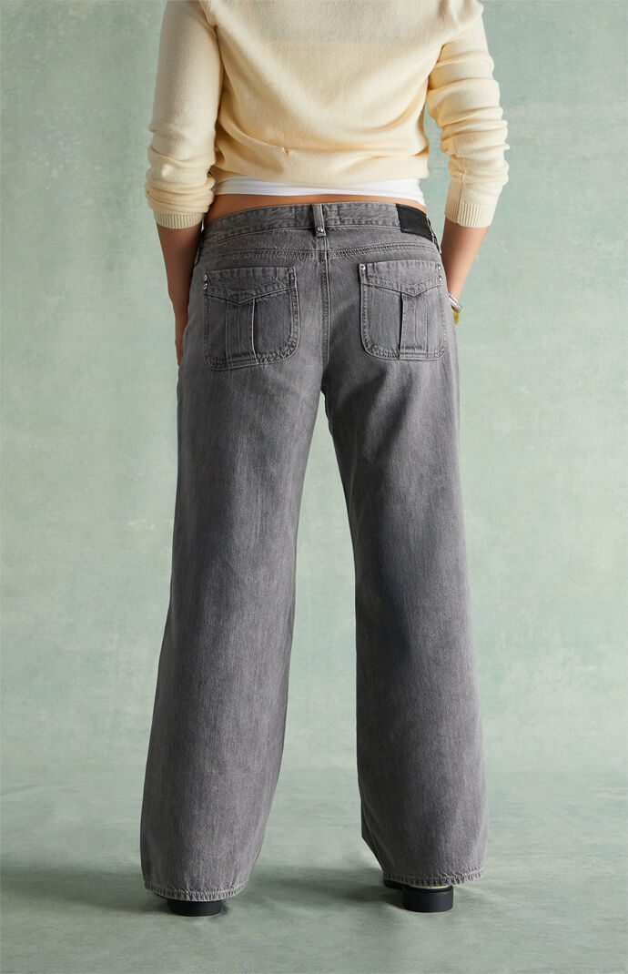 RARE DNM EDIT Washed Black Rhinestone Low Rise Girlfriend Jeans