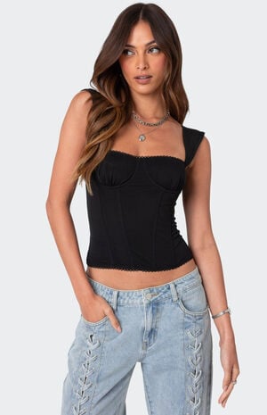 Marcella Wide Strap Mesh Corset