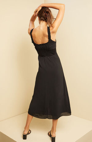 Satin Corset V-Neck Midi Dress image number 4