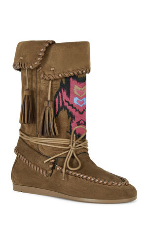 Women's Weret Chestnut Faux Suede Moccasin Booties image number 2